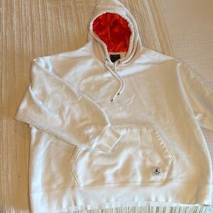 Jordan White Hoodie with Orange Satin Lining